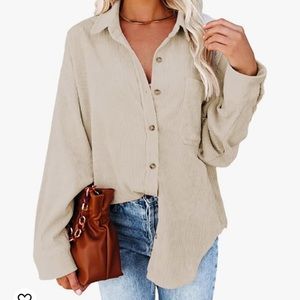 Dokotoo corduroy button down beige shirt